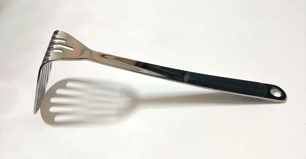 Stainless Steel Potato Masher with Ergonomic Black Silicone Grip Handle